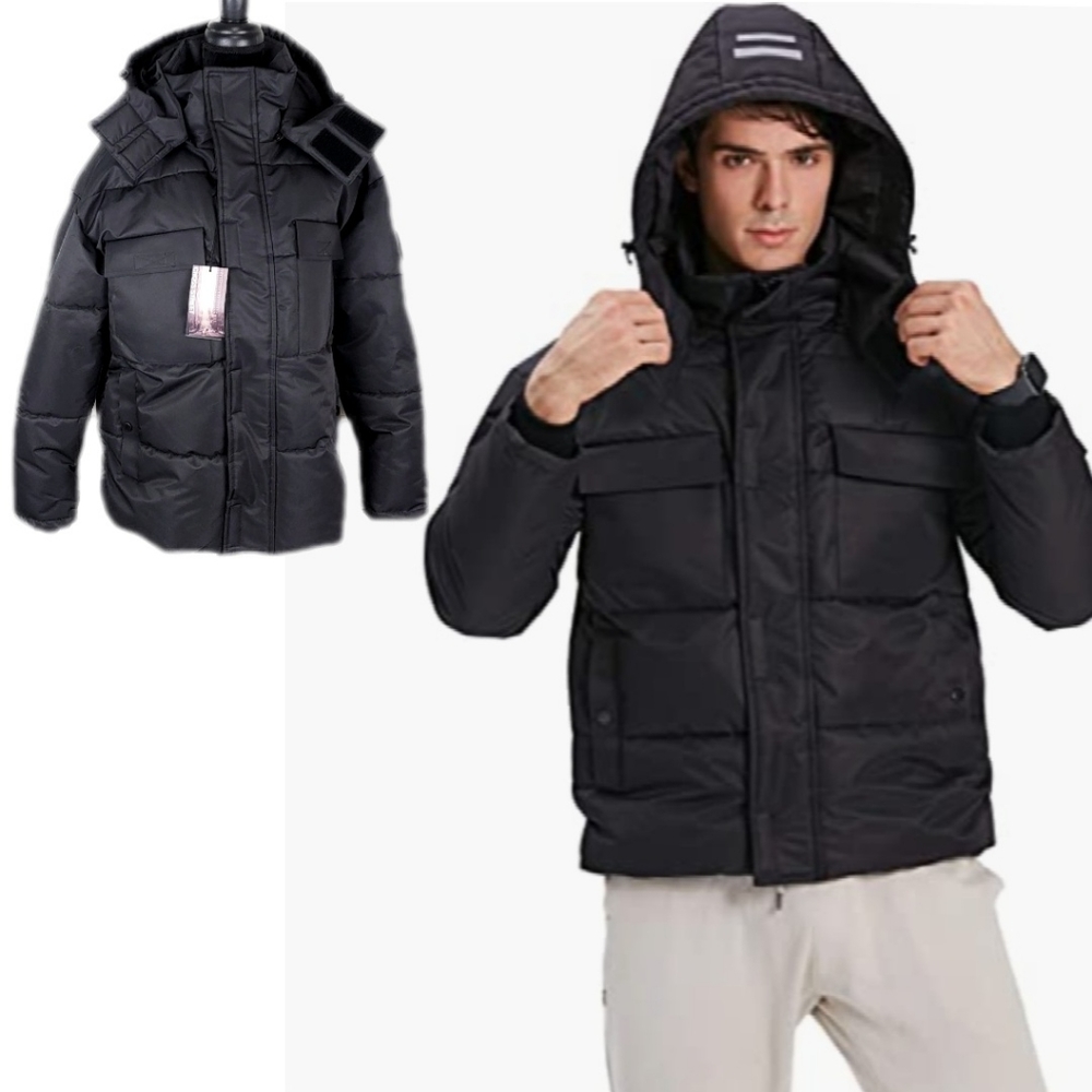 NWT Cross Street $599 Men's Outdoor Hood Puffers Insulated WinterBlack Parka - Picture 4 of 12